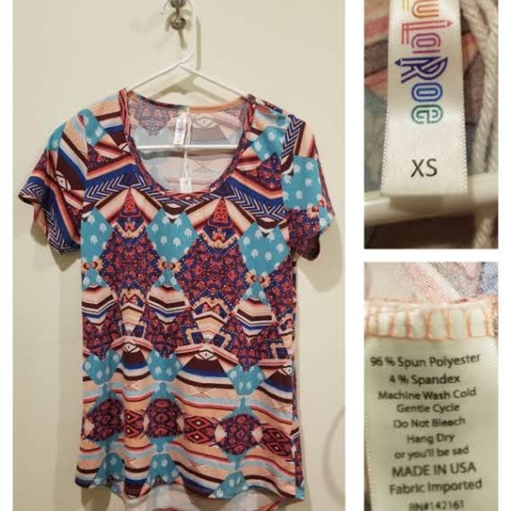LuLaRoe Multicolor Geometric Print Top